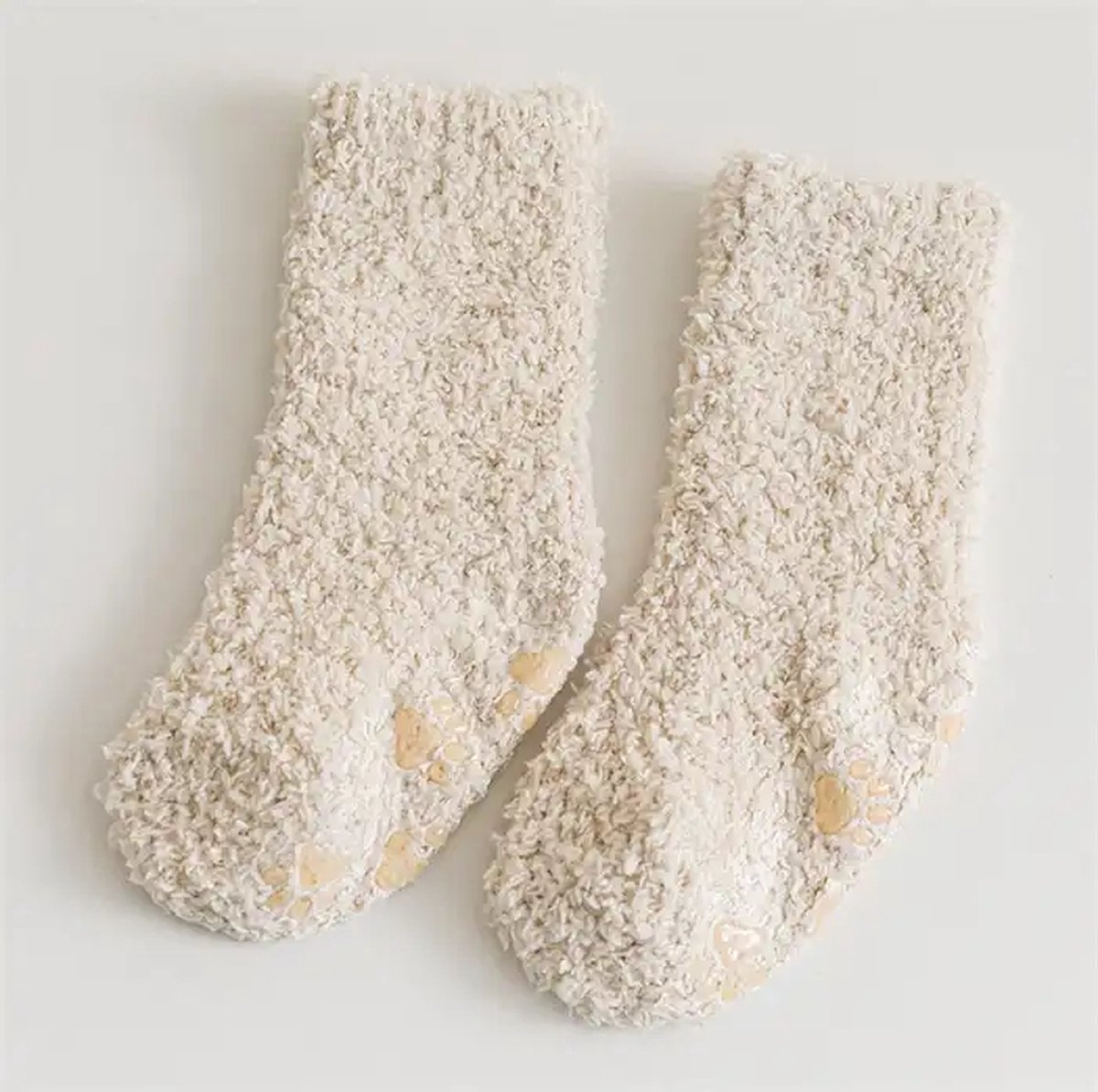 Ychee - Warme Fuzzy Fleece Kinder Sokken - Kousen - Sloffen - Anti slip - Indoor - Winter - Warmte - Koude voeten - Comfort - Zacht - Small - 0-2 jaar - Creme/Wit