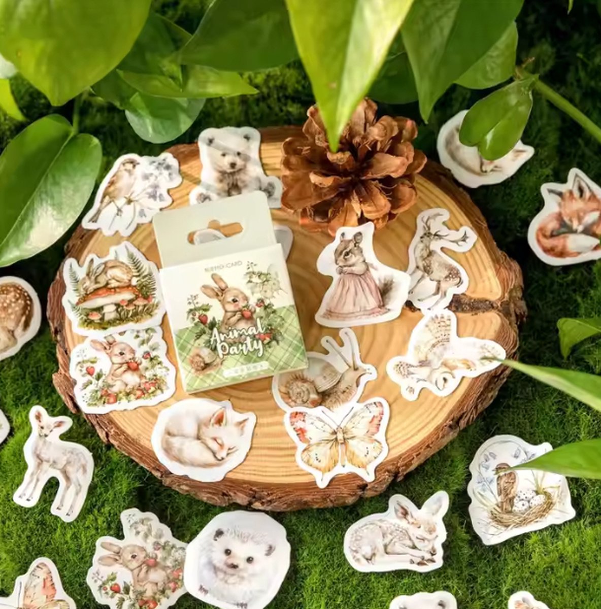 46 stickers per doos, Animal party, dieren thema, zelfklevende dieren stickers