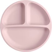 Assiette en Siliconen Bébé et Enfant - Rose Poudré - Assiette Enfant - Avec 4 Ventouses - Solide - Assiette Plate - Assiette Petit Déjeuner - Compartiments - Sans BPA