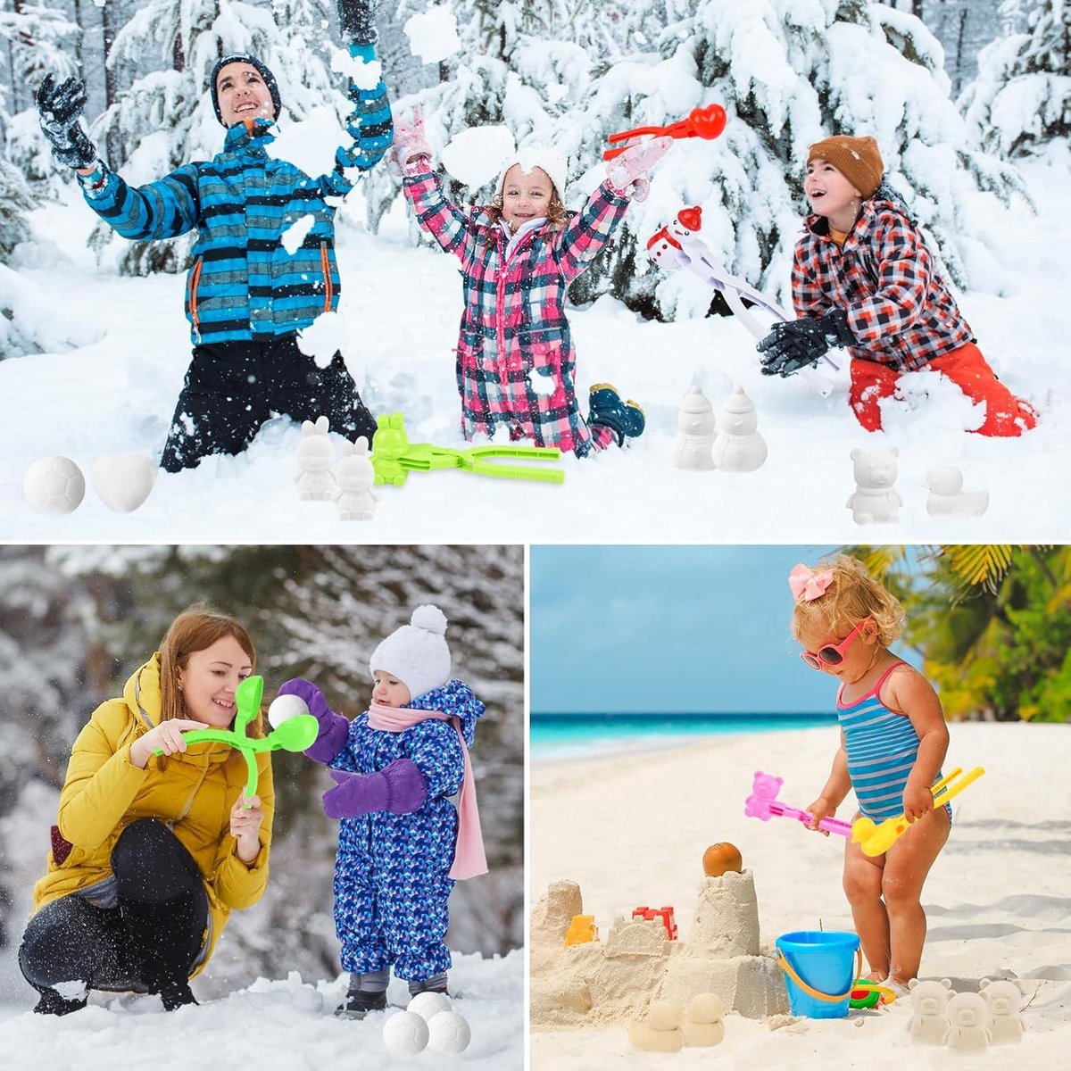 Machine à Boules de Neige Interactive en 4 pièces avec poignée | Multifonction pour modéliser des balles pour , Anniversaires, Thanksgiving, Occasions