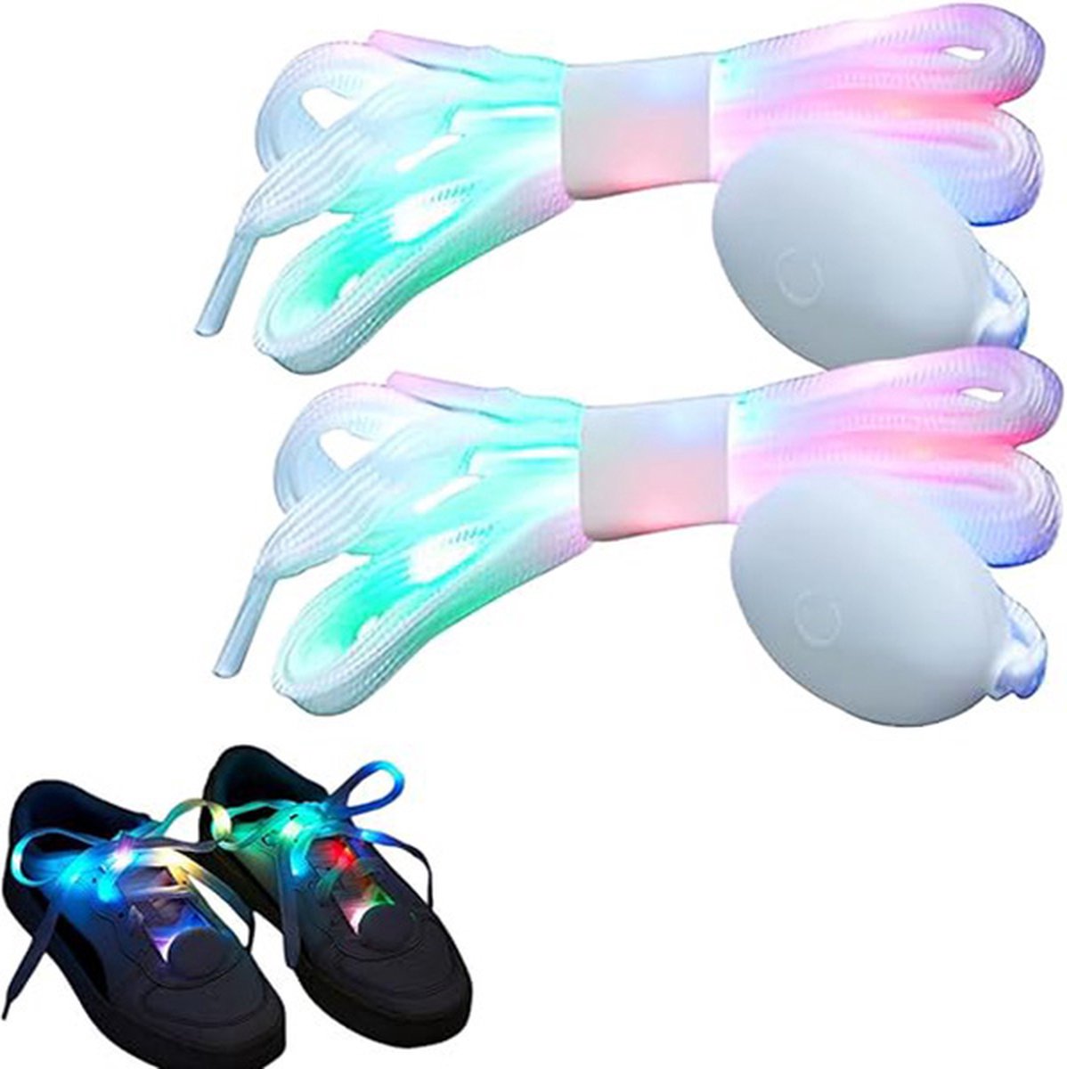 oCreon 1 Paar Lichtgevende Veters 120 cm LED - Kleurrijk - Voor Schoenen - Feest - Dans - Fietsen