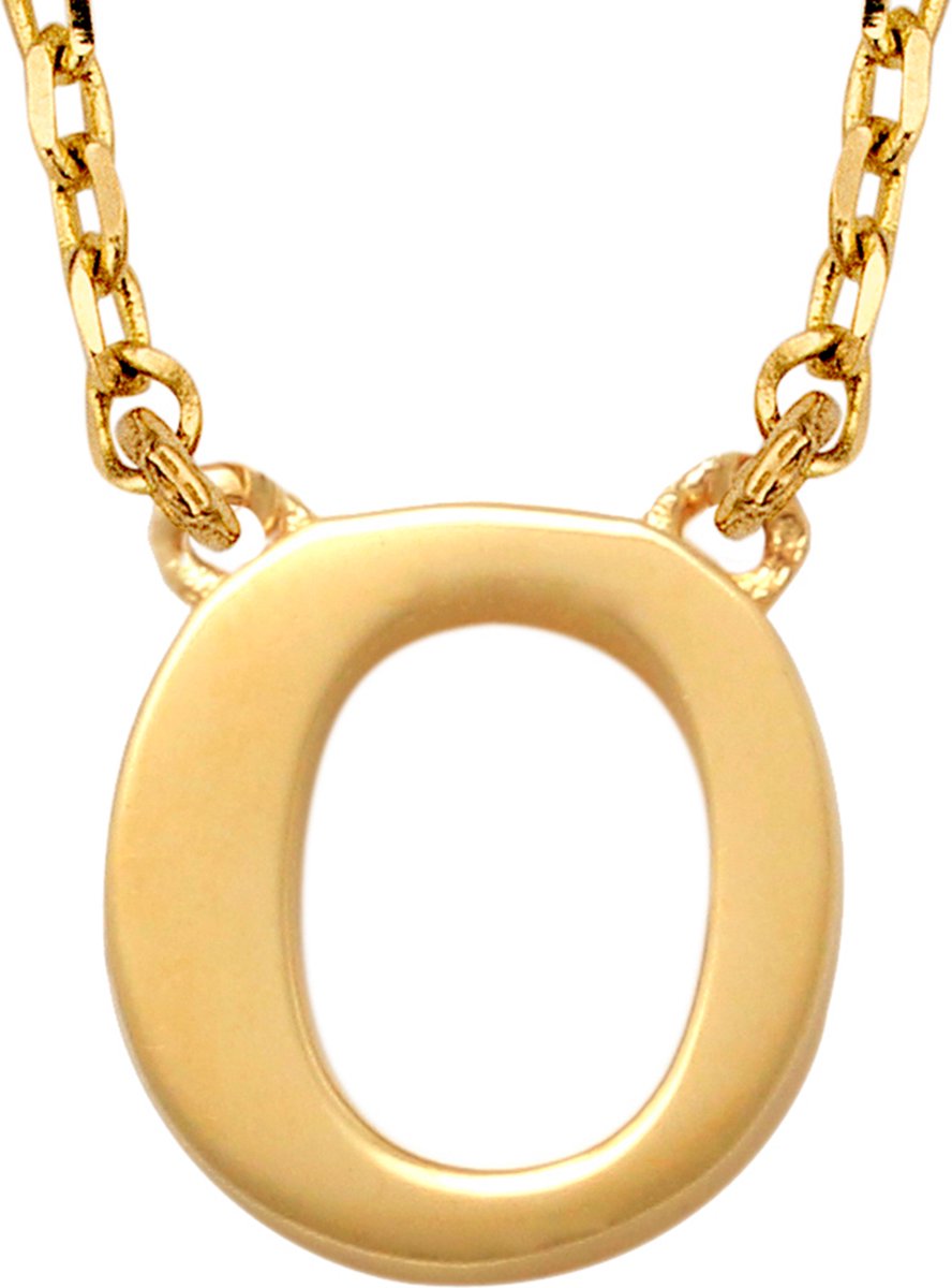New Bling 9NBG-900O Gouden Ketting met Letter O - 6mm - Ankerschakel - 38+2,5+2,5cm - Initiaal sieraad - 14 Karaat - Goud