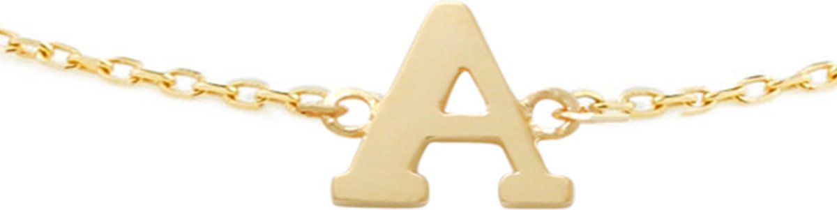 New Bling 9NBG-901A Gouden Armband met Letter A - 6mm - Ankerschakel - 16+1+1cm - Initiaal sieraad - 14 Karaat - Goud