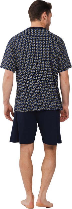 Pyjama short Robson pour homme - Carreaux - Blauw - Katoen - Taille 52