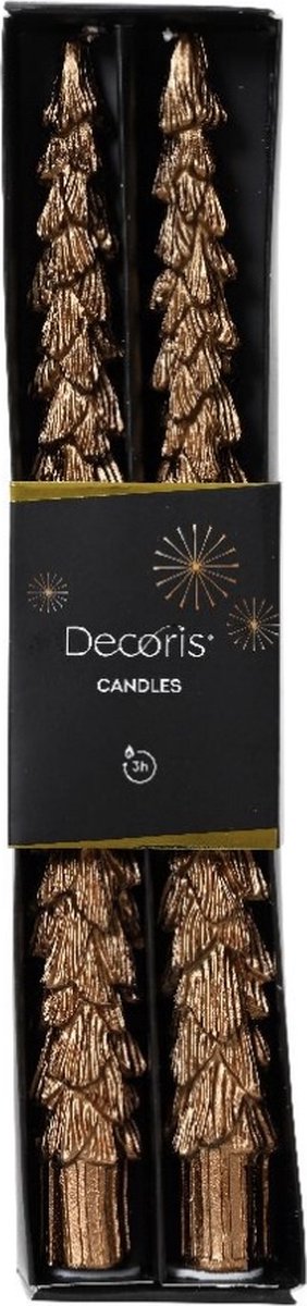 Dinerkaars Kerstboom Gember - Christmas tree - Kerstmis - Kerst - Winter - Herfst - Woon - Wonen - Kaars - Kaarsen set 2 - Woonaccessoires - Woonaccessoire - Decoratief - Deco - Decoratie - Interieur - Wax - Ginger glitter - Sfeervol - Sfeer - Brown