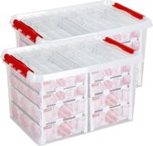 Kerstballen/kerstversiering opruim opbergboxen set van 2x stuks met rendieren print deksel