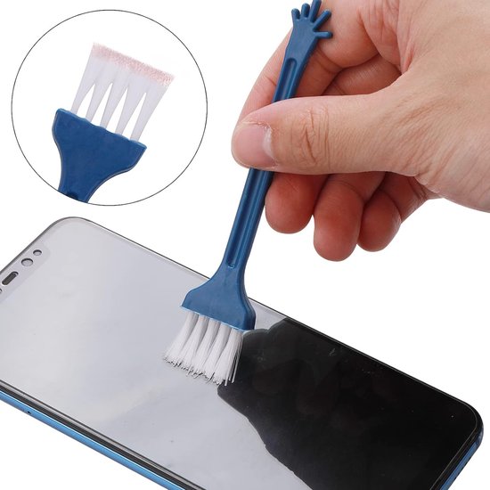 PolkaHome Kit de nettoyage de téléphone de type C 17 pièces (argenté, multicolore) – Comprend des bouchons anti-poussière en métal, des brosses en nylon, des brosses de nettoyage de haut-parleur de téléphone, des brosses de nettoyage de ports