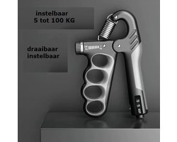 Verstelbare Handtrainer - Handkracht oefening - 5-100kg - Gripsterkte - Gym - Pols Expander - Handversterker - Verstelbare Spierherstel Fitness - Grijs Zwart