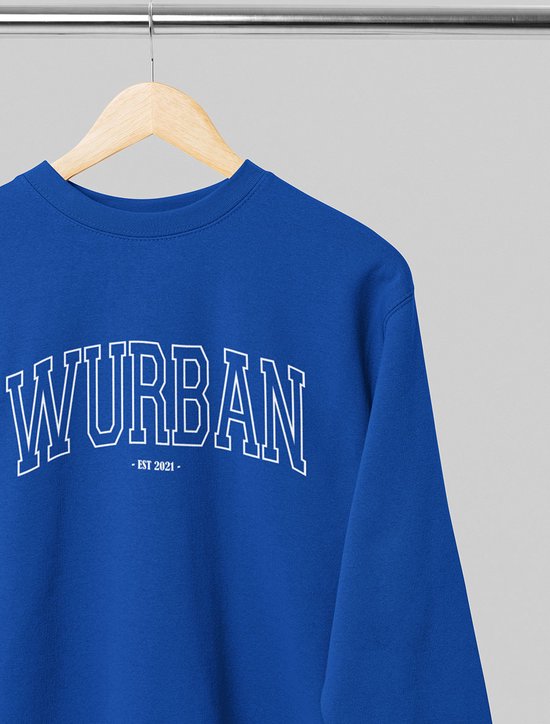 Pull - Varsity classique - Wurban Wear | Sweat à capuche drôle | Vêtements de Merk | Sweat-shirt unisexe | outfit Techno | Pull | Sweat oversize | Pull de Sport | Couvercle de pompe |Pull universitaire | Bleu