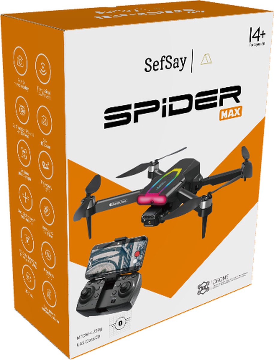 SefSay Spider Max Drone - Drone met dubbele ESC HD camera - Camera met Gimball en Led - RGB LED - Obstakel Ontwijking - Borstelloze motoren - 3 batterijen en een opbergtas - Geschikt voor kinderen en volwassenen – foto 7
