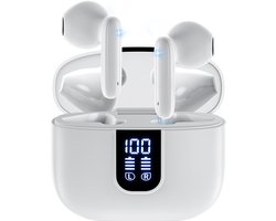 Siltcon® SoundWave Pro 2 - Oortjes Draadloos - Draadloze Oordopjes – Bluetooth Oordopjes – Oordopjes Draadloos – Oortjes - Oordopjes - Draadloze Oortjes Bluetooth - Earpods geschikt - Noise cancelling ENC - Universeel - BT 5.4 - Wit
