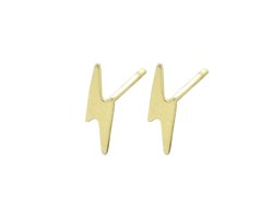 Silventi 9NBSAM-G190518 Gouden Oorknopjes - Dames - Bliksem - Glad - 7 x 2,3 mm - 14 Karaat - Goud