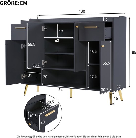 Schoenenkast met 5 vakken - 80,5 x 35 x 109,5 cm - verstelbare planken - spaanplaat - houtkleur