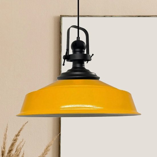 Bamyum Black-Asletl Lampe à suspension industrielle en métal jaune Ø40 cm, lampe à suspension Vintage , lampe à suspension E27