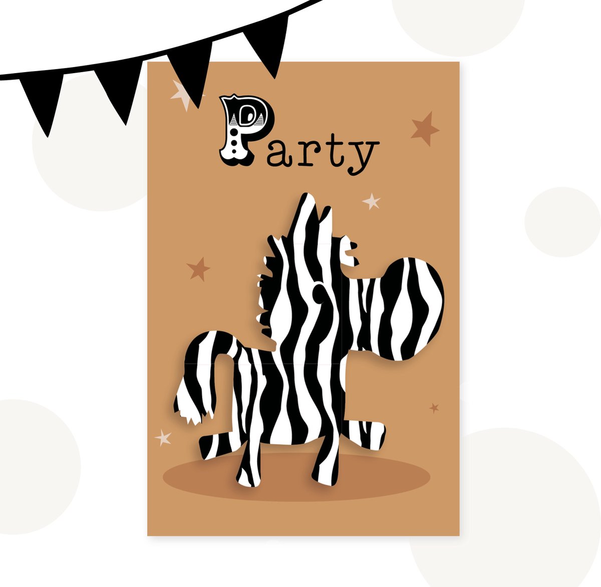 Luxe set Uitnodigingen Kinderfeestje met Dembé de Zebra | 10 grote Kaarten inclusief envelop én leuke sluitsticker! | Jungle thema | Uitnodiging kinderverjaardag | Planet Puk