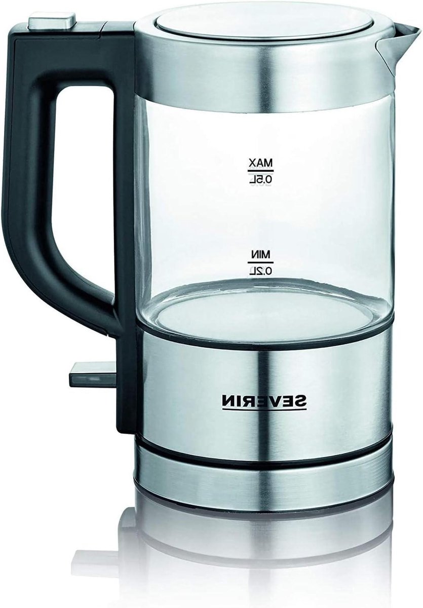 Mini glazen waterkoker 0.5 liter - krachtige compacte waterkoker - hoogwaardig design - elektrische kalkfilter - roestvrij staal/zwart - WK 3472