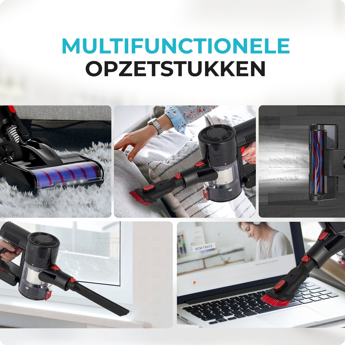 Nicon Draadloze Steelstofzuiger – 23 kPa – 50 min Accuduur – 3 Zuigniveaus – Zakloos – LED Display – foto 5