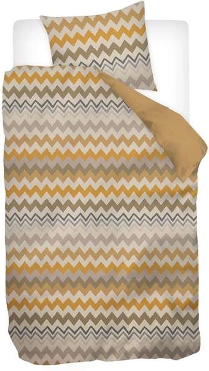 Snoozing Timur Dekbedovertrek - Flanel - Eenpersoons - 140x200/220 cm + 1 sloop) - Oker