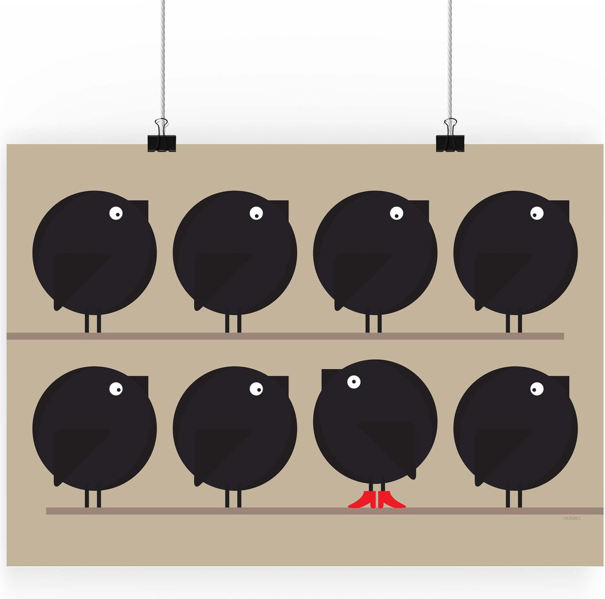 Artprint Henk - Vogel illustratie in A3 formaat - Poster diversiteit - Henk wist altijd al dat hij anders was