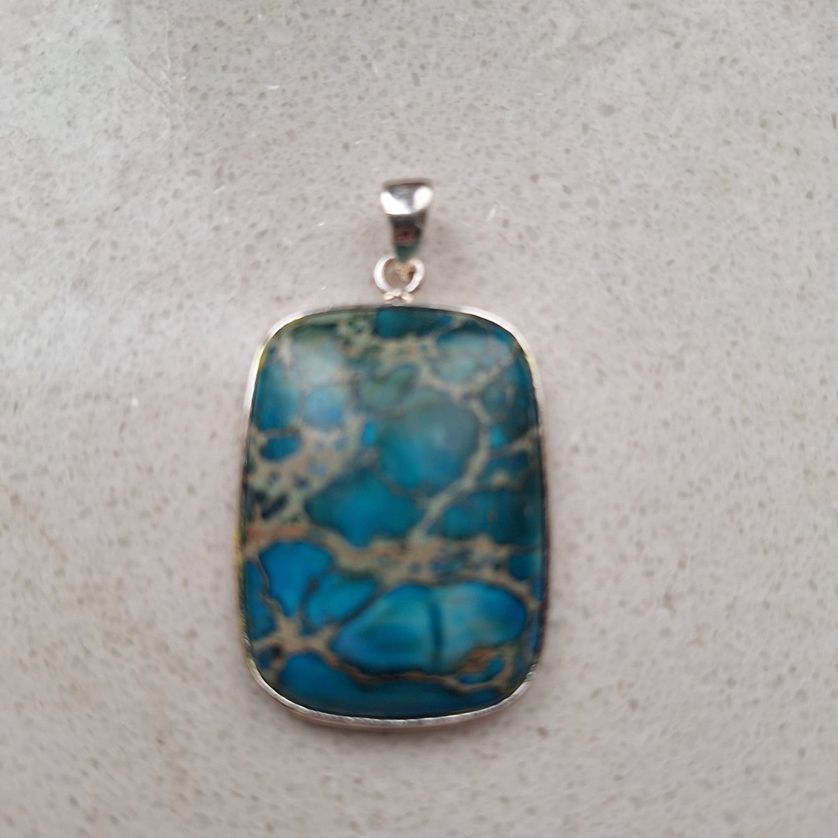 Gemstones-silver natuursteen hanger oceaanblauwe jaspis in 925-sterling zilver
