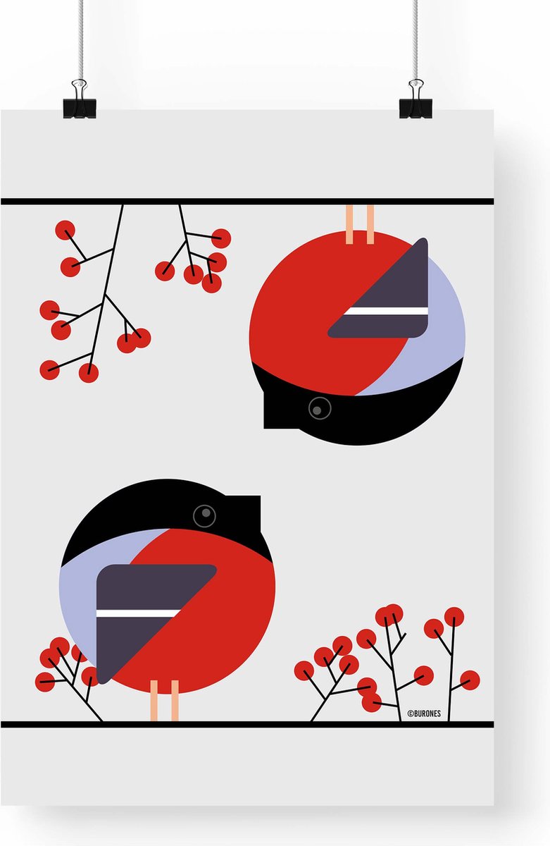Artprint Goudvinken - Vogel illustratie in A3 formaat - Poster abstracte goudvinken