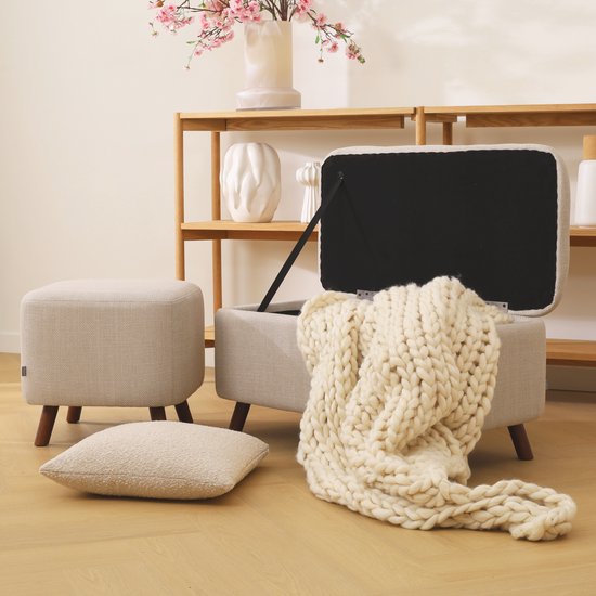 Nolon Banquette Julia avec rangement beige - 83 x 41 cm