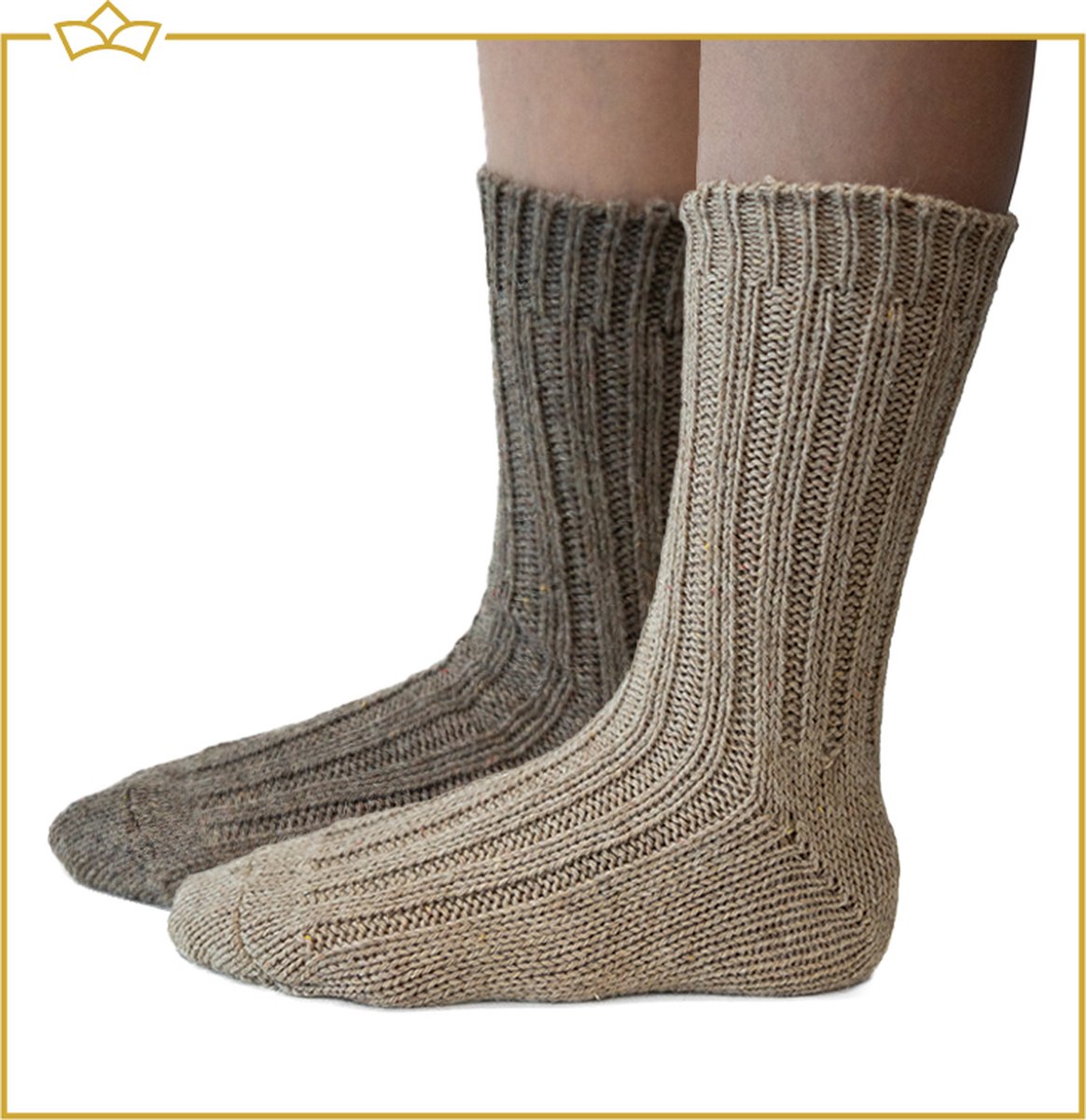 ATTREZZO® Sokken - Alpaca wol - 2 paar - maat 39-42 - Wol - Bruin