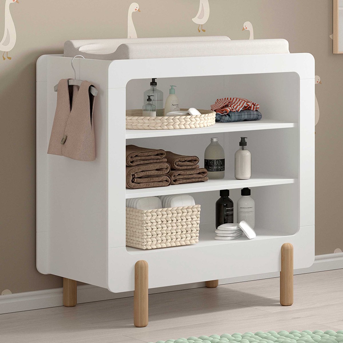 Verzorgingstafel Smile - 88x57x95 Cm - Wit/dennenhout - Vipack - Verzorgingstafel - Wit - Hout; MDF