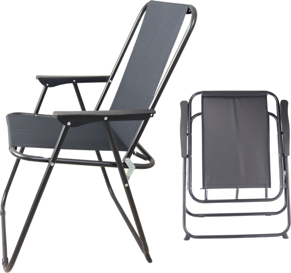 HIXA Strandstoel - Campingstoel - Vouwstoel - Strandstoel - Opvouwbaar - Visstoel - 2 stuks - 55x52x76cm - Zwart - LUMA