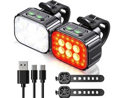 Travelhawk Fietsverlichting - Voorlicht / Achterlicht - Fiets Koplamp - LED Fietslampjes Rood en Wit - Waterdicht - USB-C Oplaadbaar Travelhawk Fietsverlichting - Voorlicht / Achterlicht - Fiets Koplamp - LED Fietslampjes Rood en Wit - Waterdicht - USB-C Oplaadbaar