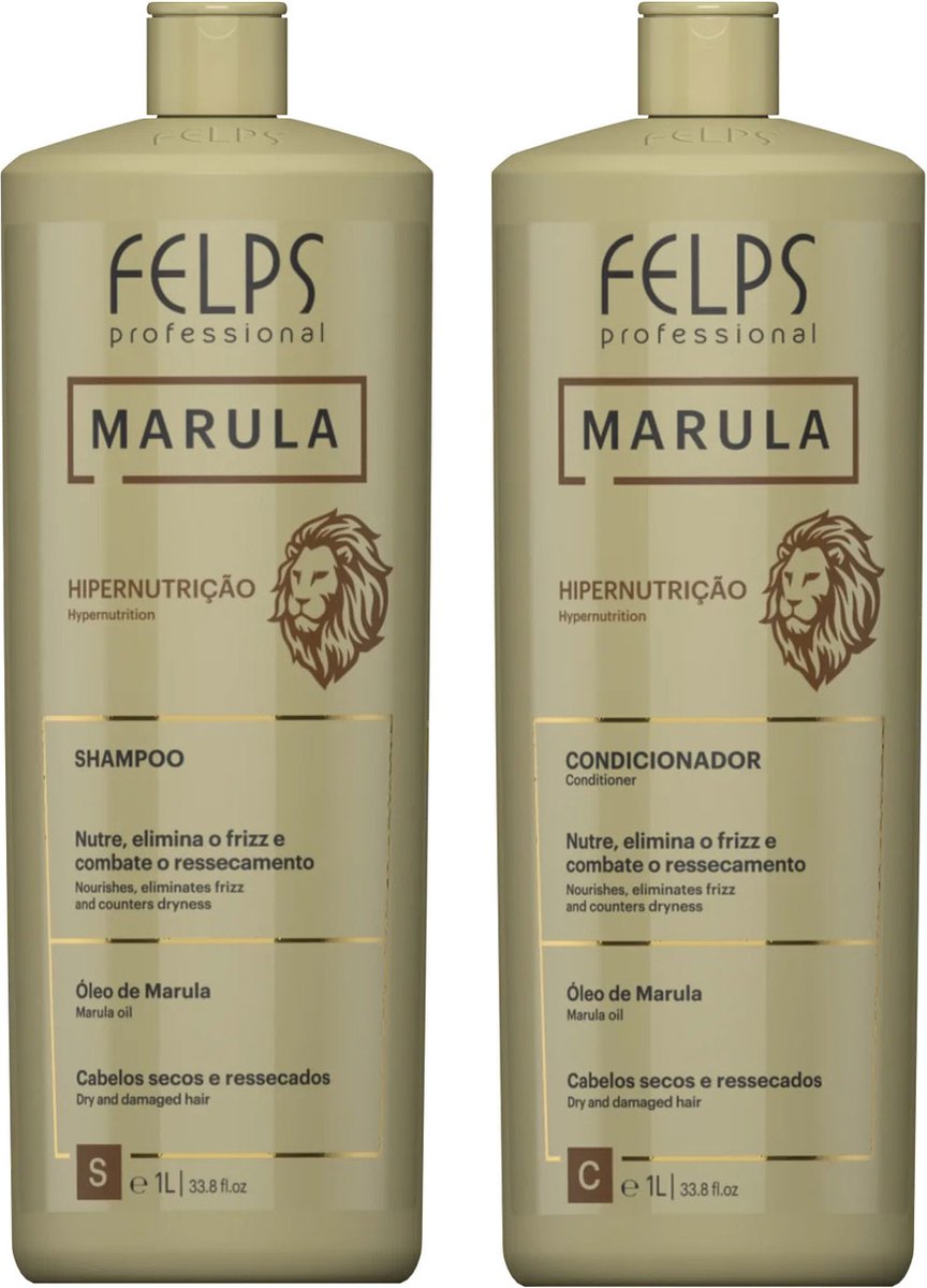 Felps Professional | Marula Shampoo & Conditioner Kit | Dry And Damaged Hair | (2x) 1000 ml
