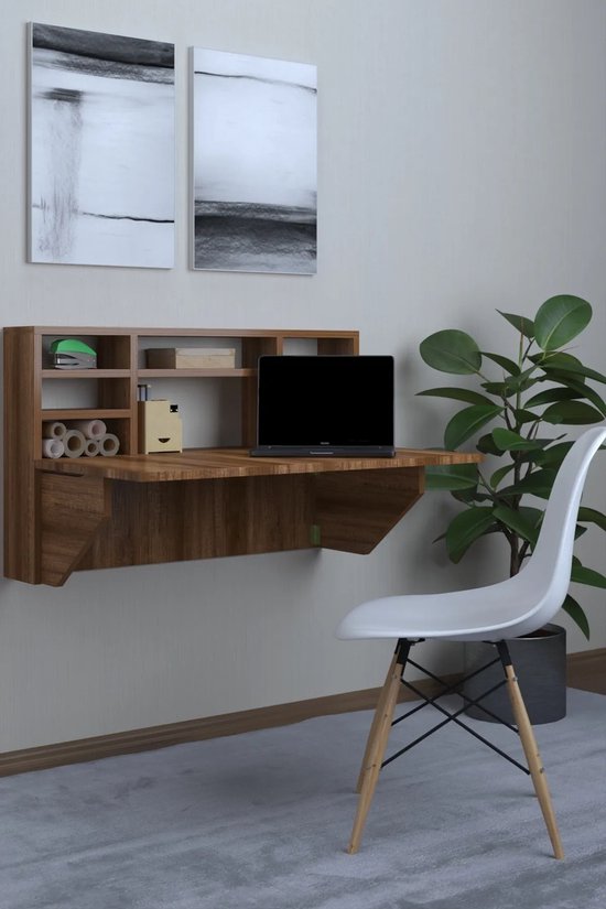 Inklapbare Wandtafel 80x60 Cm Eiken - Ruimtebesparend Bureau & Eettafel