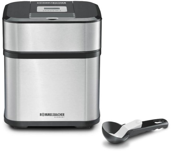 Rommelsbacher ijsmachine IM 12 – ijsmaker voor ijs, sorbet en frozen yoghurt – met LCD scherm, timer en uitneembare vrieskom