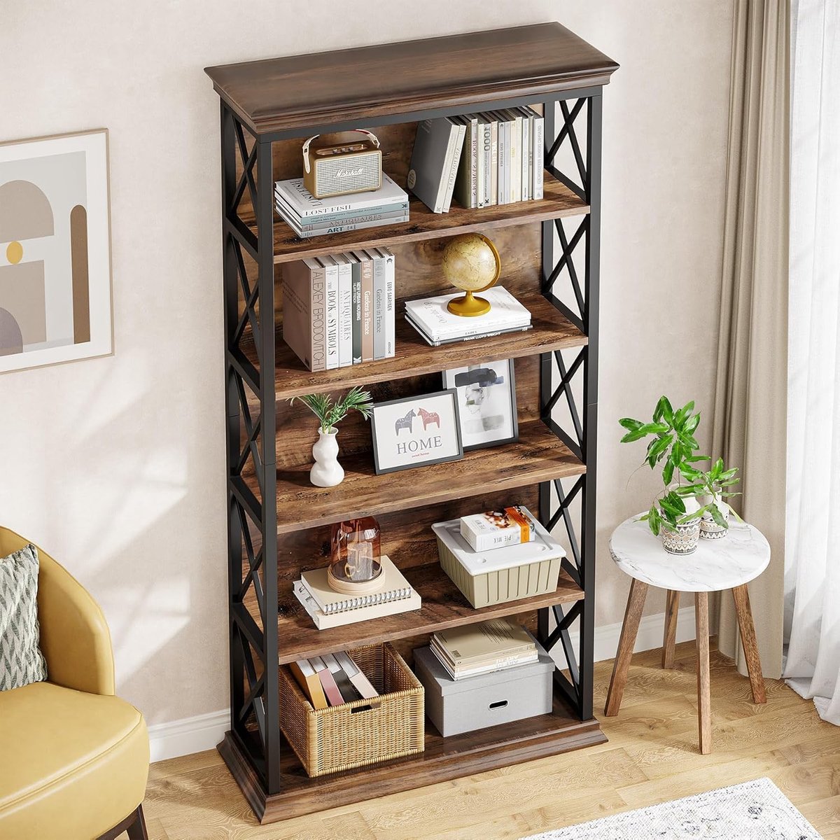 Tribesigns 180,3 cm geometrische boekenkastset, industriële boekenkasten met 8 niveaus, hoge Etagere boekenkast met metalen frame, vrijstaande open opbergkasten voor thuiskantoor, woonkamer Tribesigns 180,3 cm geometrische boekenkastset, industriële boekenkasten met 8 niveaus, hoge Etagere boekenkast met metalen frame, vrijstaande open opbergkasten voor thuiskantoor, woonkamer