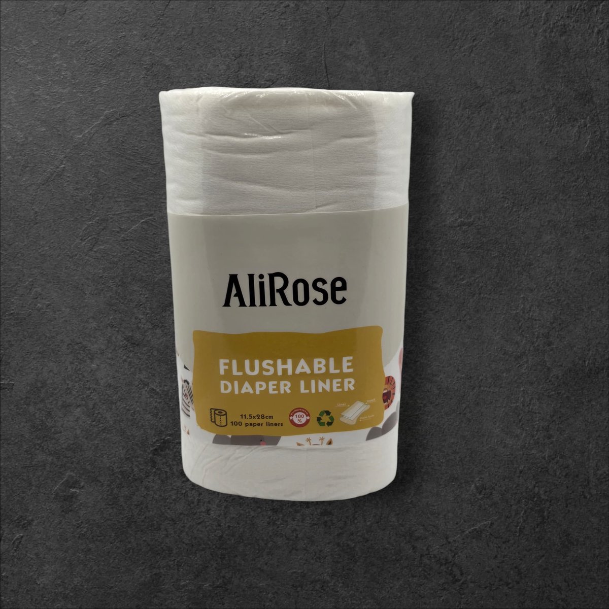 AliRose - Biologisch Afbreekbare Bamboo Nappy Liners - 100 vellen per rol - Disposable Inleggers - Hygiënisch & Milieuvriendelijk - Ultradun - 11,5 x 28 cm