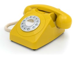 Retro vaste telefoon - met druktoetsen - mosterd