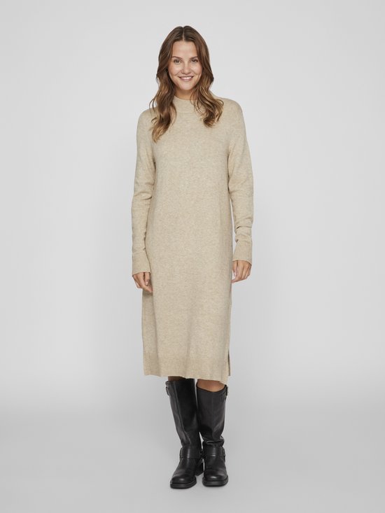 VILA VIRIL CREW NECK L/S MIDI DRESS - NOOS Dames Jurk - Maat XS