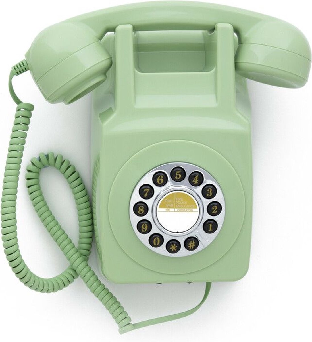 Retro vaste telefoon - met druktoetsen - wandmontage - groen