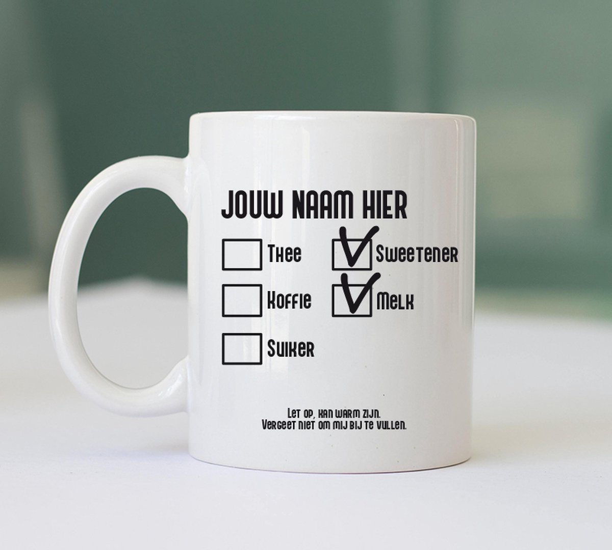 Mok met Eigen foto of Logo " Sweetener - Melk " - Kantoor Accessoires - Kantoor Artikelen - Mok met Eigen Foto