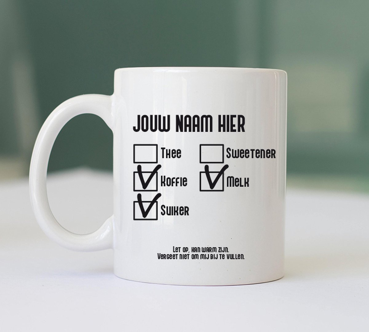 Mok met Eigen foto of Logo " Koffie - Melk - Suiker " - Kantoor Accessoires - Kantoor Artikelen - Mok met Eigen Foto
