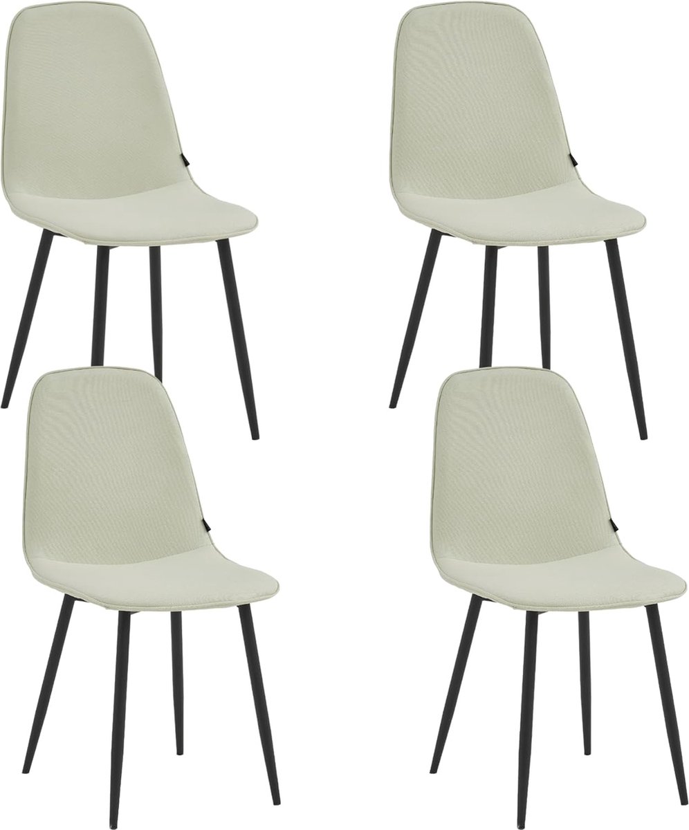 Milou Eetkamerstoelen - Set Van 4 - Licht Beige - Linnen Stof - Industrieel - Stoelen