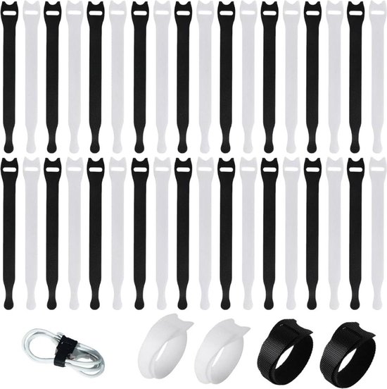 10 Pack Herbruikbare Kabelbinders Klittenband Kabels Opbergen Zwart