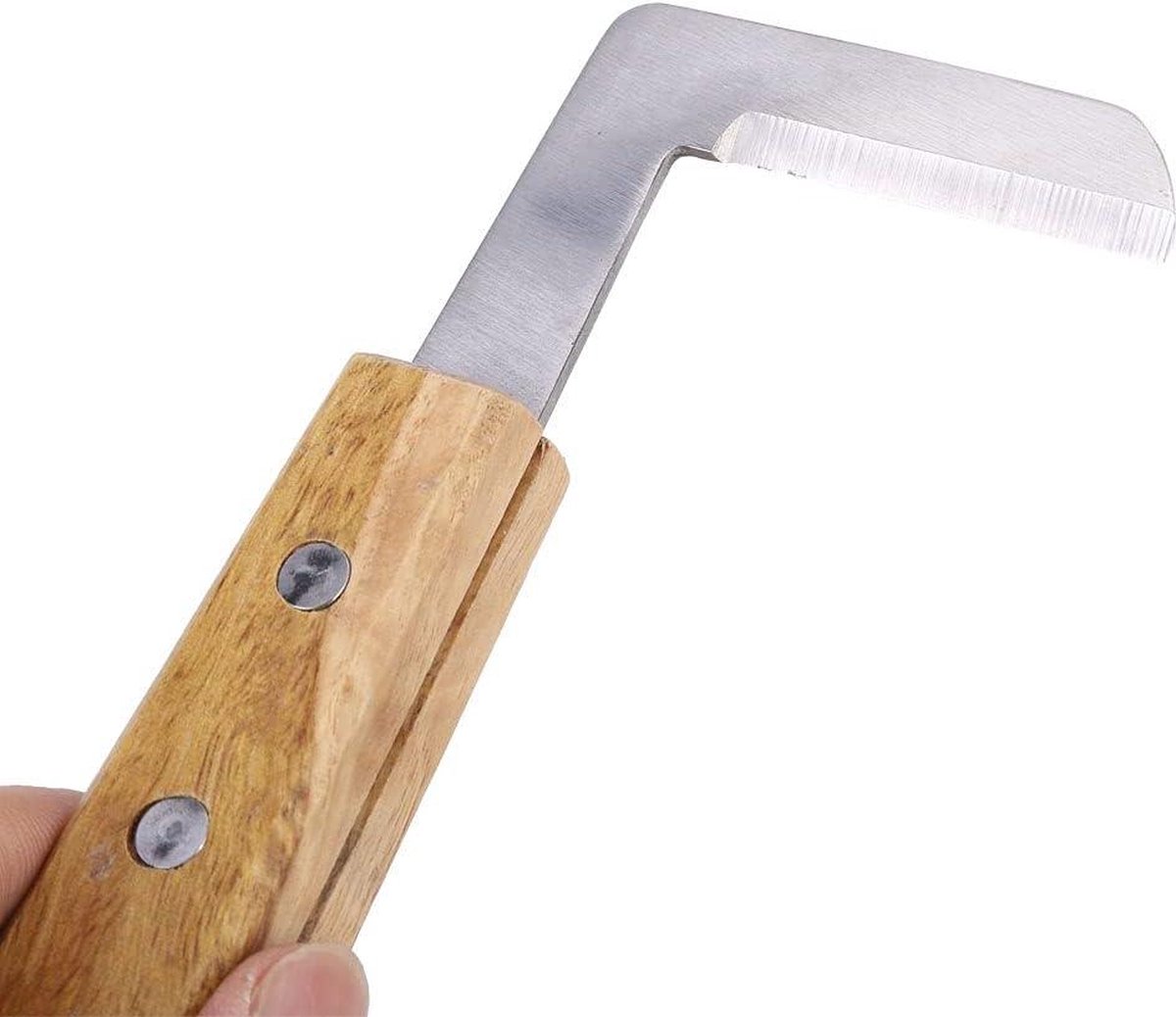 Hoefmes, Rechts/Links Hand Krimpen Hoeftrimmer Hoefsmid Gereedschap met Houten Handvat voor Paarden Trimmen, Bruin(Linkerhand