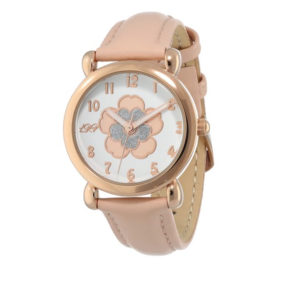 La Rosa Princesa Bloem Kinderhorloge Leer Nude - Ø 27 mm - Verstelbaar - Leren Band - Quartz Horloge - Japans Uurwerk - Analoog
