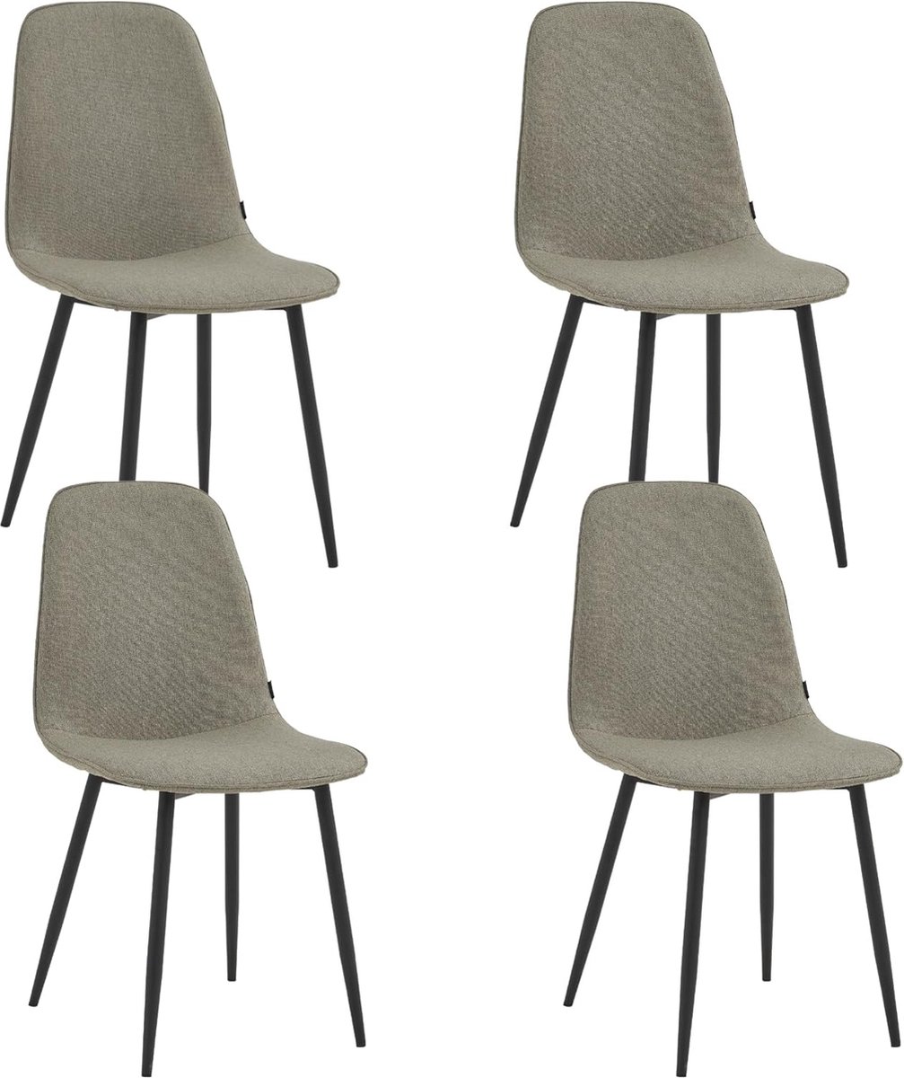 Milou Eetkamerstoelen - Set Van 4 - Lichtgrijs - Linnen Stof - Industrieel - Stoelen