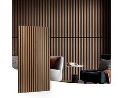 Akoestische panelen voor wand en plafond - 3D-paneel met houten lamellen - walnoot 144㎡