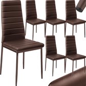 tectake® Eetkamerstoelen - Kunstleren stoelen met hoge rugleuning - Set van 6 - Belastbaar tot 150kg - Afmetingen 41x 45x98,5 cm - Moderne stoelen zonder armleuning, metalen frame - Bruin