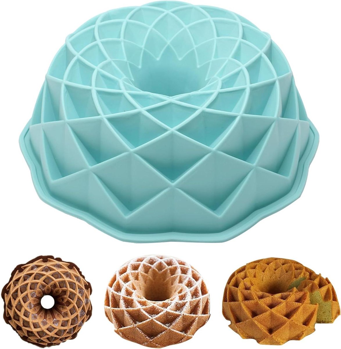 24 cm siliconen tulbandvorm cakevorm bakvorm blauw - voor cake brood bakken .