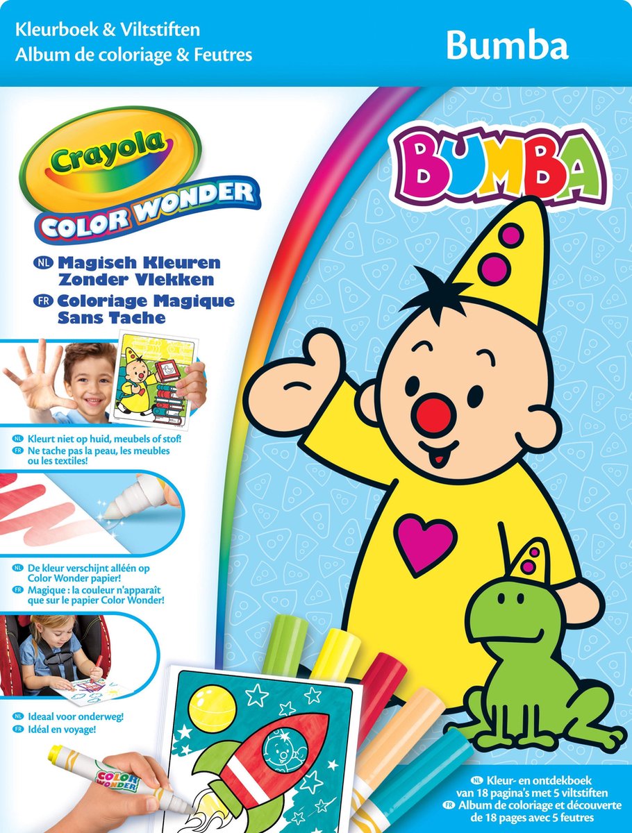 Crayola Color Wonder Bumba - Kleurboek met 5 knoeivrije viltstiften - Crayola