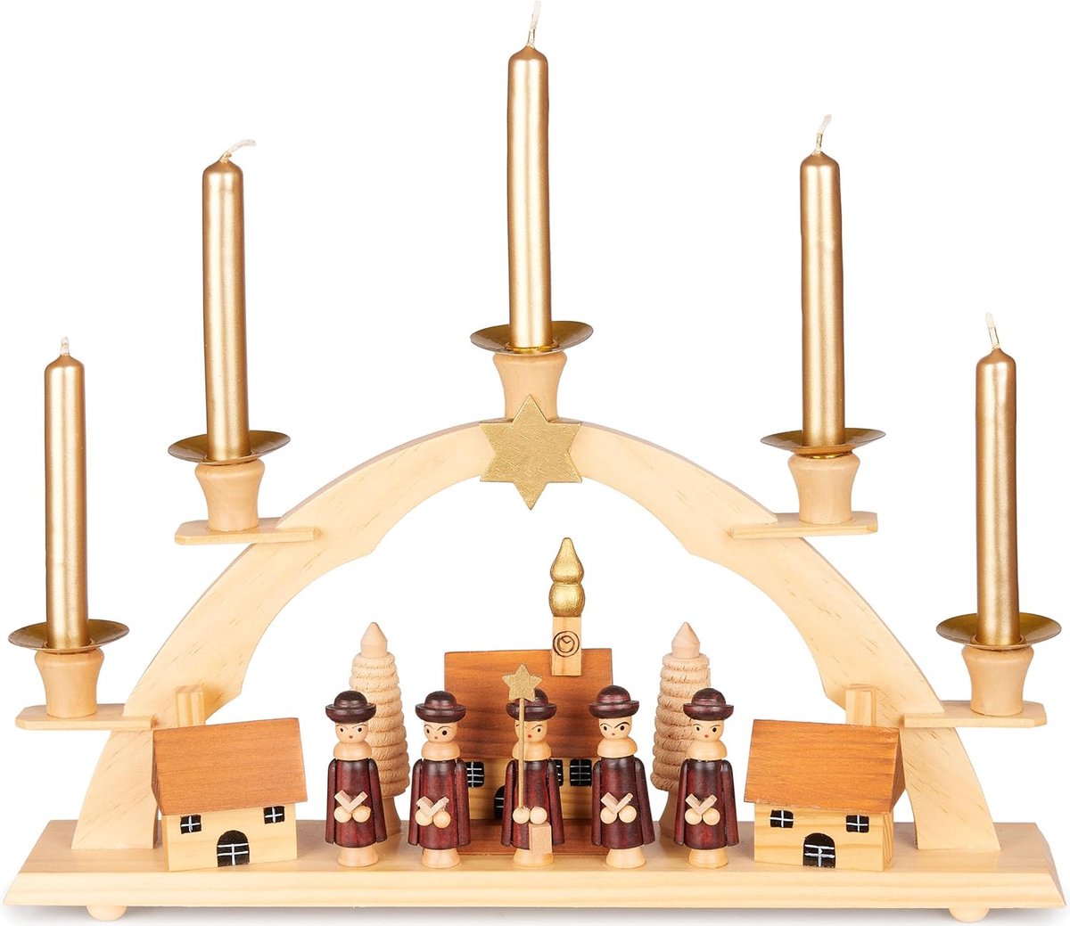 BRUBAKER Kerstboog voor kaarsen - Sternsinger - traditionele lichtboog - 32 cm kerstboog - kerstdecoratie kandelaar - kandelaar voor Kerstmis